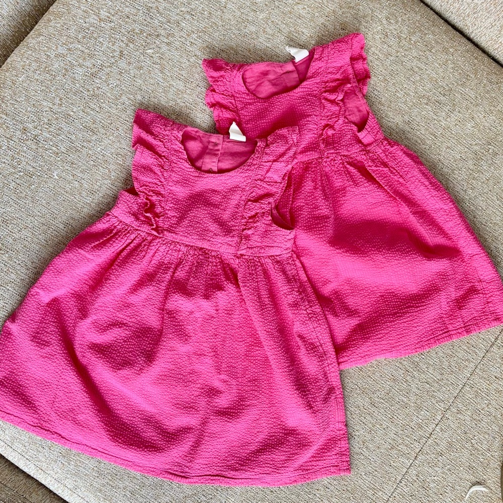 H&M Vibrant Frilled Pink Dress (Bundle of 2) Twins! Extra Outfit!